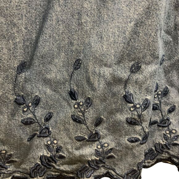 Vintage Countrywear Casuals Womens Maxi Denim Dress Jumper Embroidered Flowers M - Picture 2 of 7